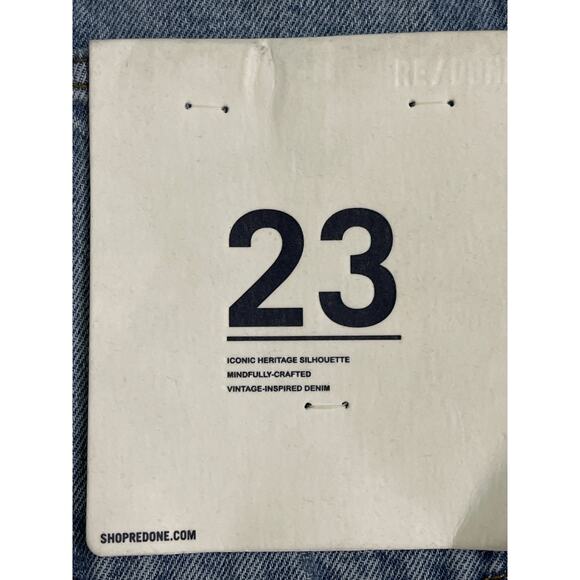 RE/DONE Super High Drainpipe Destroy Wrecking Blue Jeans, size 23, MSRP $325 - Picture 6 of 15